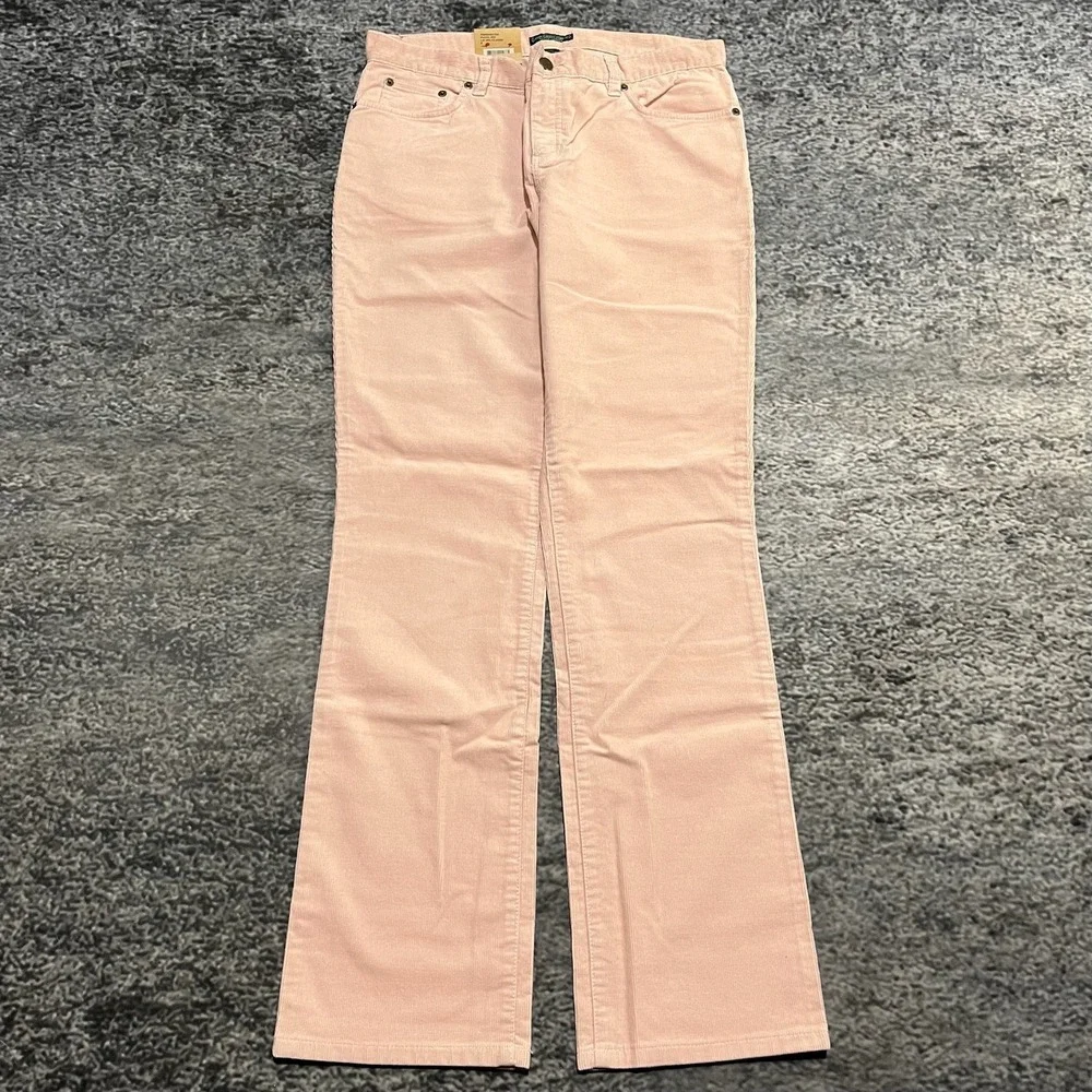 NWT Lauren Ralph Lauren Modern Slim Stretch Pants Womens 8 (32x31) Pink Corduroy